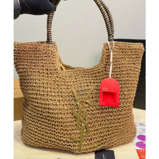 Saint Laurent Raffia Straw Woven Shopping Bag